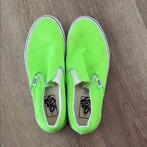 Vans Neon Green Slip-On Sneakers